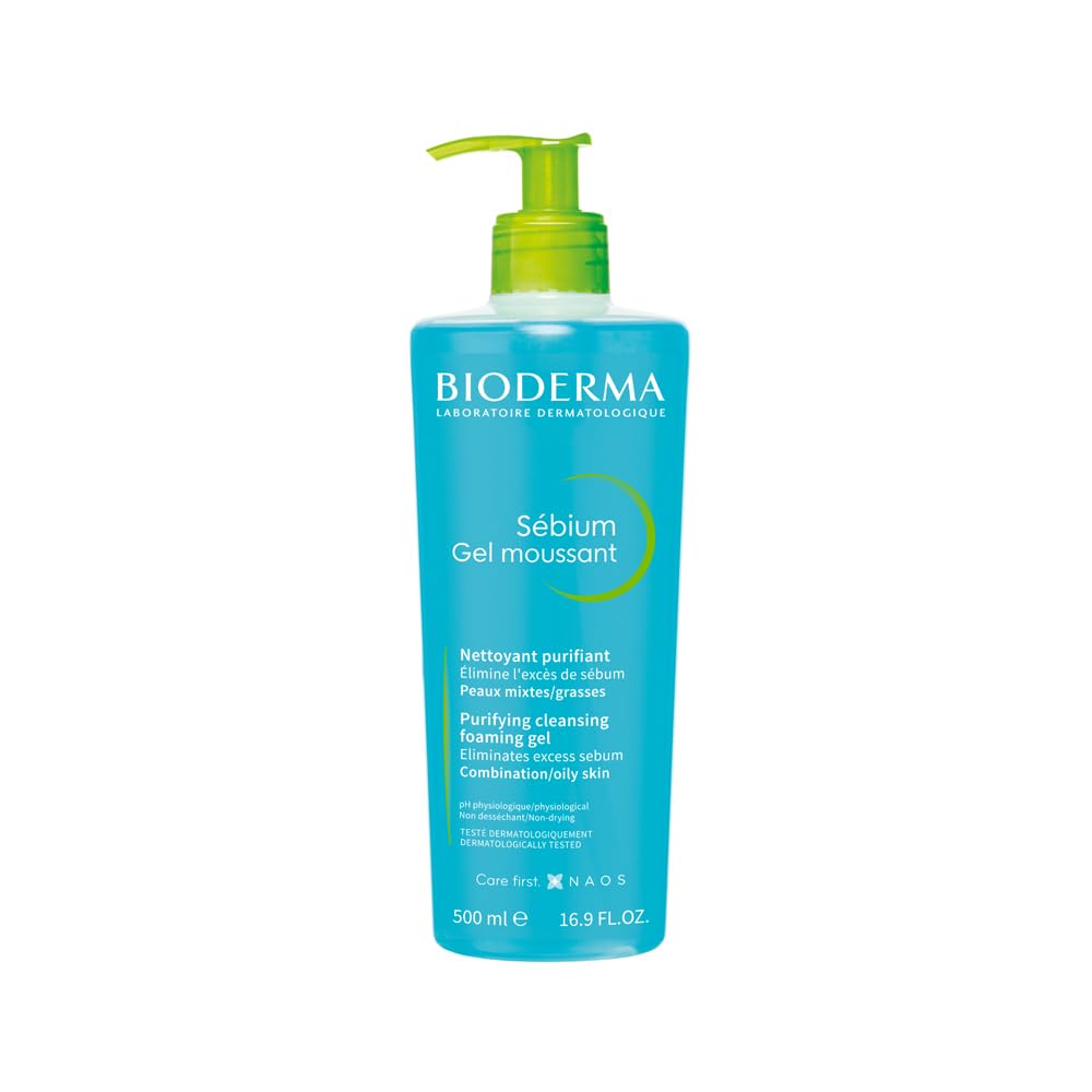 Bioderma Sebium Gel Moussant Purifying Cleansing Foaming Gel Combination To Oily Skin, 500ml