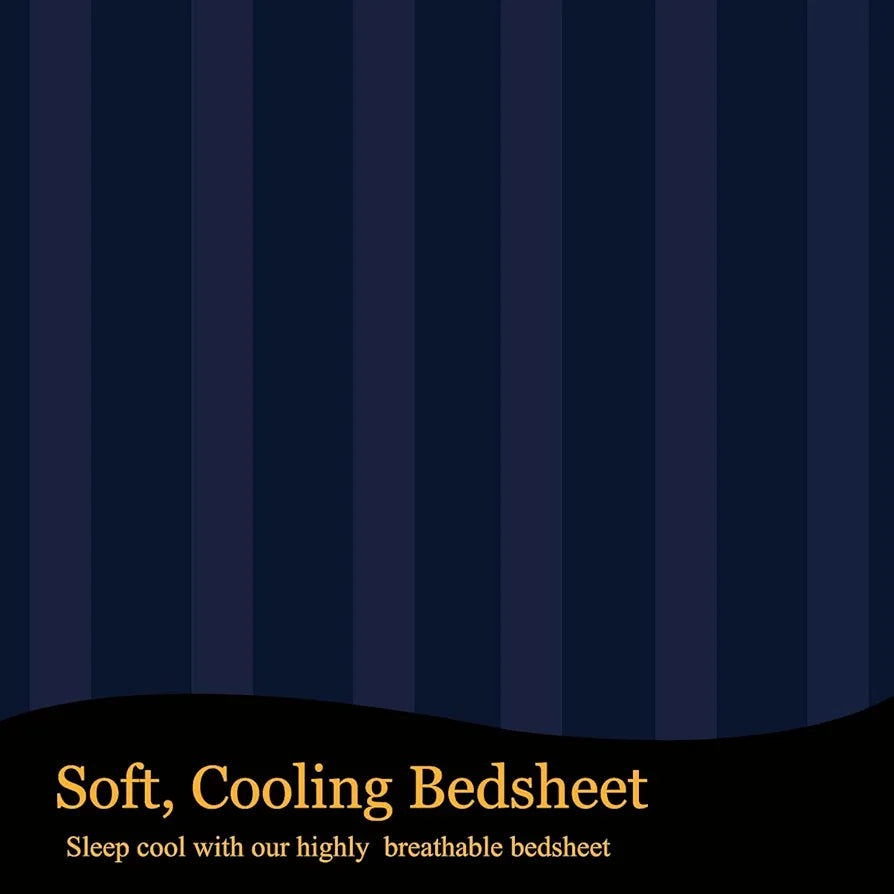 Fresh From Loom Queen Size Flat Bedsheets Hotel & Home Double Bedsheet Set with 2 Pillow Covers Navy Blue