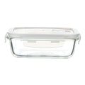 Femora Borosilicate Rectangular Glass Food Storage Container With Air Vent Lid | 620 Ml | Blue