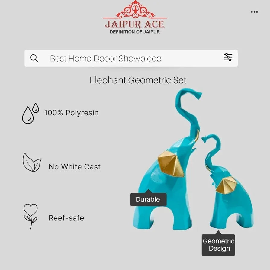 Jaipur Ace Polyresin Elephant Showpiece Statue and Artifacts Blue Elephant