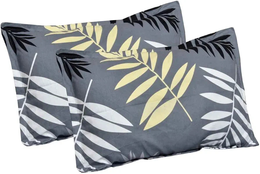 The Home Style Cotton Feel Glace Cotton Floral Printed King Size Double Bed Bedsheet With 2 Pillow Cover 300 TC Midnight Leaf