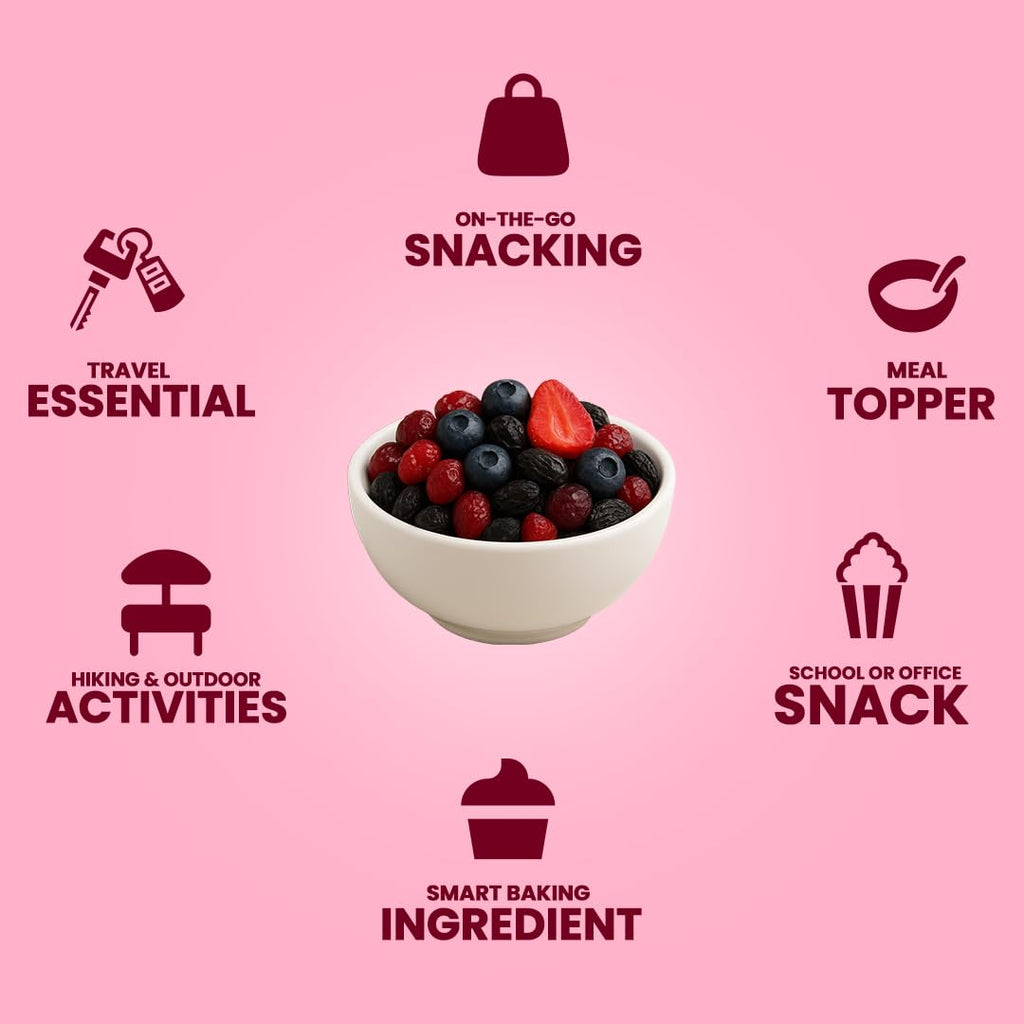 Livyor 5 in 1 Berry Mix for eating - 200g | Good Source of Fibre | Dried Cranberries | Black Raisins | Cherries | Blueberries | Strawberries | Berry Blast | Berries dry fruits | Berries fresh | Pack of 1