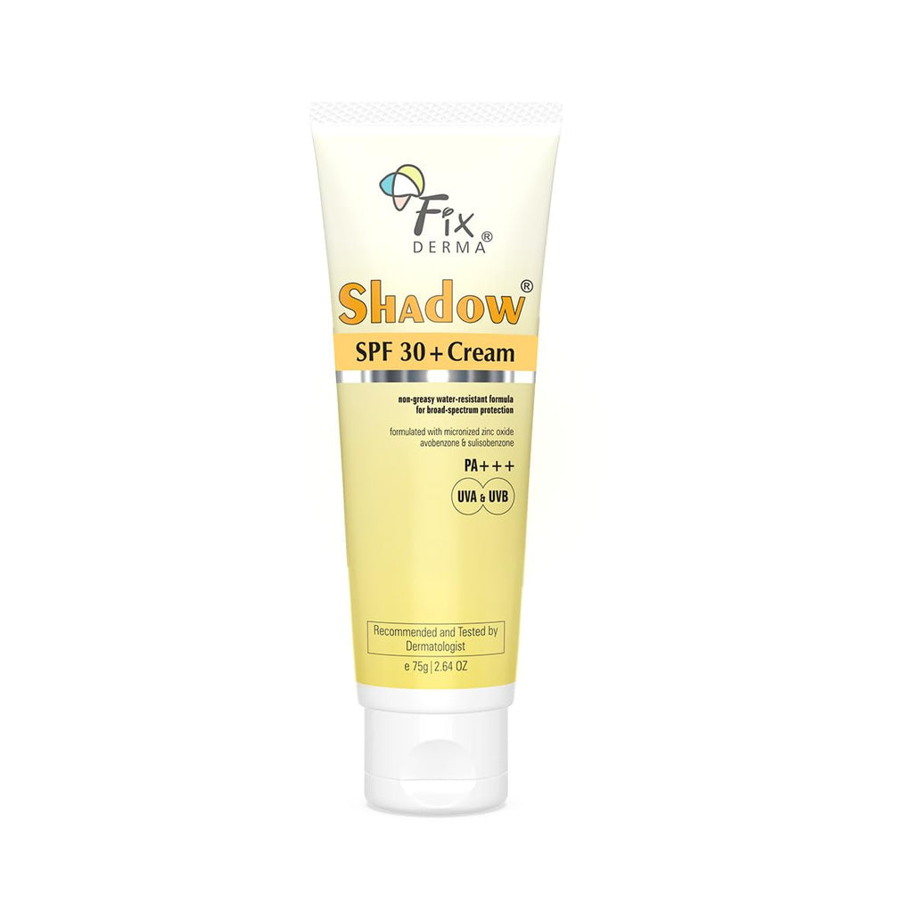 Fixderma Shadow Sunscreen SPF 30+ PA+++ Cream For Dry Skin | Broad Spectrum For UVA & UVB Protection | Non-Greasy | Water Resistant | No White Cast | Sunscreen For Dry Skin | For Men & Women | 75g