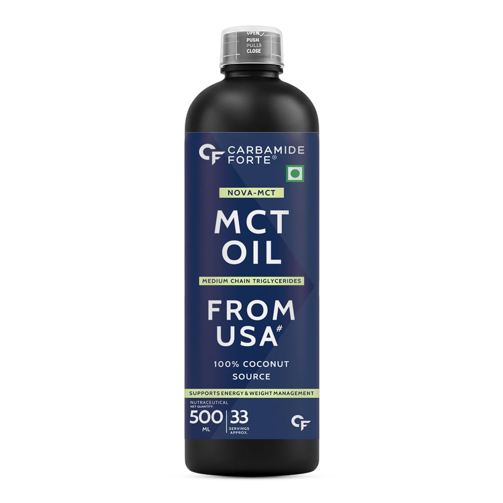 Carbamide Forte Pure MCT Oil C8 From USA | 100% Coconut Source | MCT Oil Keto & Paleo Friendly | Vegetarian â€“ 500ml