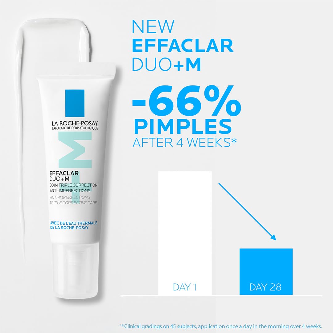 La Roche-Posay Effaclar Duo+M Gel Moisturiser | Anti-Breakout, Corrective Formula for Oily, Acne-Prone Skin, Reduces Blemishes, Blackheads & Controls Oil,7.5 ml