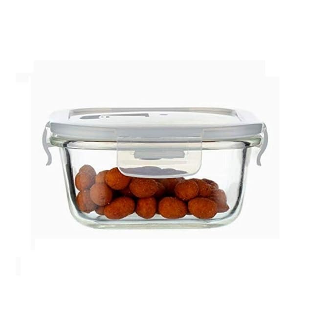 Femora Borosilicate Glass Containers for Kitchen | Storage Box for Kitchen With Air Vent Lid | Set of 1 | 300 Ml
