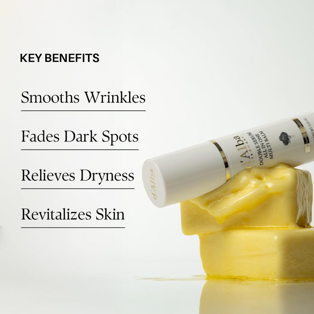 d'alba Piedmont Italian White Truffle Double Serum All-in-one Multi Balm, Vegan Skincare with Vitamin C and Vegan Collagen, 3-in-1 Wrinkle Improvement, Eye Treatment, Dark Spot Corrector, Korean Skin Care, 10g