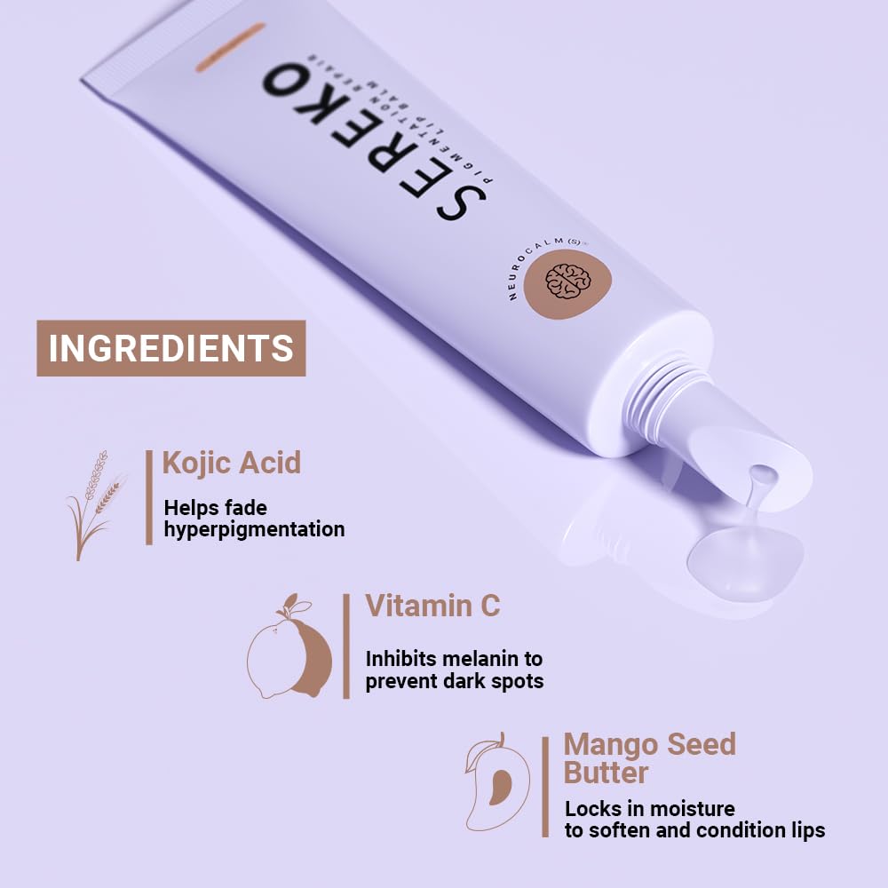 SEREKO Pigmentation Repair Lip Balm for Dark Lips With Kojic Acid, Vitamin C & Mango Seed Butter | Brightens Dark & Discoloration Lips, 24H Hydration, Lock Moisture | For Women & Men | Affogato - 8gm