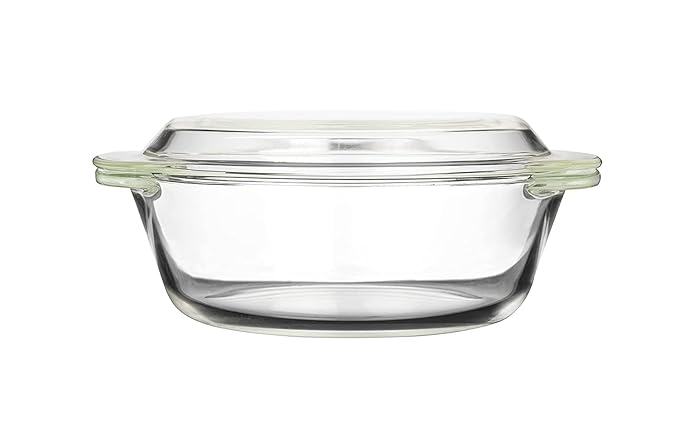 Femora Borosilicate Serving Bowl | Glass Casserole Set, Glass Bowl With Lid, Microwave Safe Bowl Set | Freezer Safe | 1000 Ml
