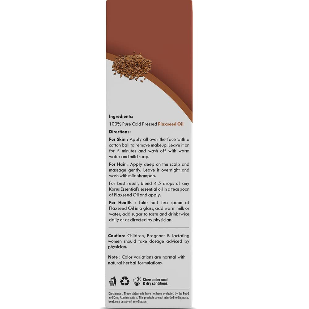 Korus Essential Pure Natural Coldpressed Flaxseed Oil - 200 ml