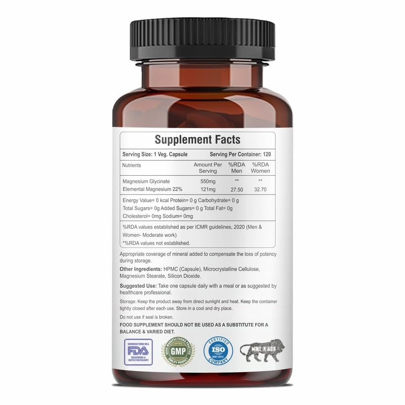 Raskam Magnesium Glycinate - 120 Veg Capsules