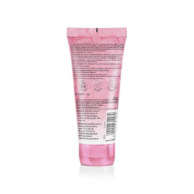 Everyuth Naturals Anti Pollution Pink Clay & Charcoal Face Wash - 150 gms