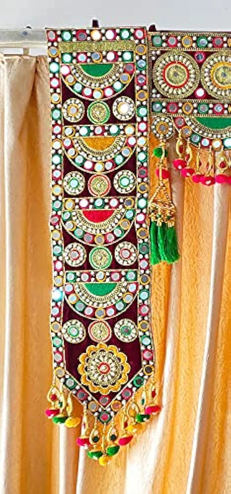Reptum Decor Traditional Multi Zula Pearl Plastic Beads Handmade Door Hanging/Bandarwal/Toran for Door Multicolour Medium-3 Pieces in One Set