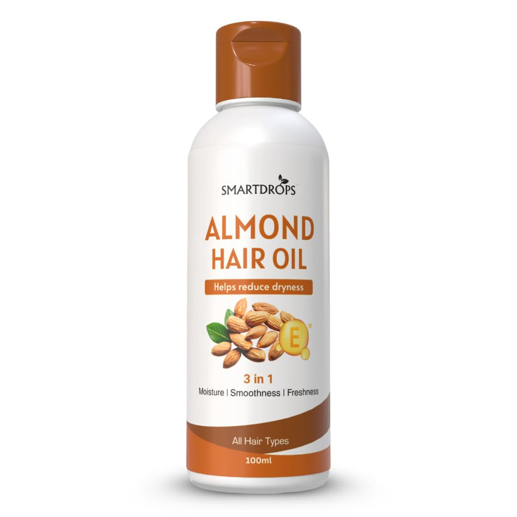 Smartdrops Almond Hair Oil with Vitamin E for Daily Hair Care and Scalp Massage Routine, Lightweight Hair Oil for Men and Women | 100ml (Pack 1)