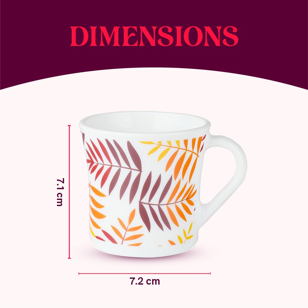 Larah by Borosil Costa Opalware Mug | Set of 6 Pcs Tea/coffee Mugs | 160 Ml Each