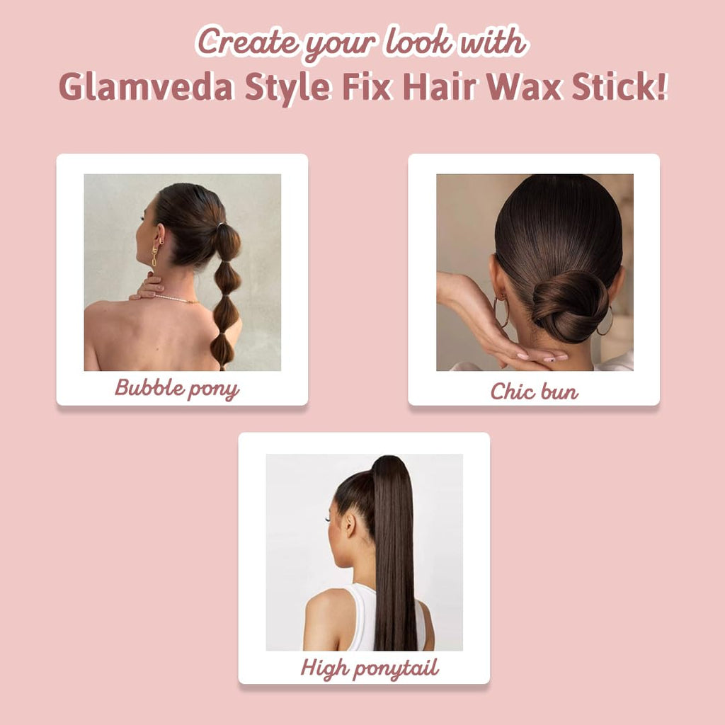 Glamveda Hair Wax Stick for Women & Men | Anti-Frizz Hair Styling Stick for Flyaways & Baby Hair | Non-Sticky with Smooth Finish & No Residue | 30gm