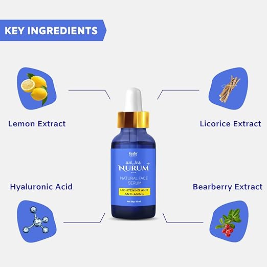Razor Veda Nurum Plus Herbal Face Serum with Hyaluronic Acid Vitamin C - 10 ml