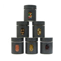 Femora Carbon Steel Jar for Kitchen Storage With Clear Glass Window and Carbon Steel Lid | 300 Ml | 6 Pieces Set | Blue- Green