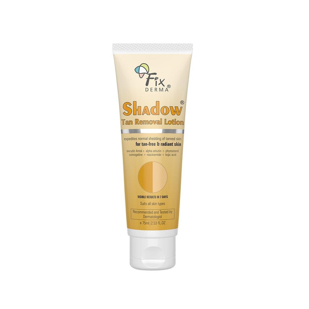 Fixderma Shadow Tan Removal Lotion, Brightening & Revitalizing Face | Gentle Exfoliation | Smooth and Clear Complexation | Suitable for All Skin Types- 75ml