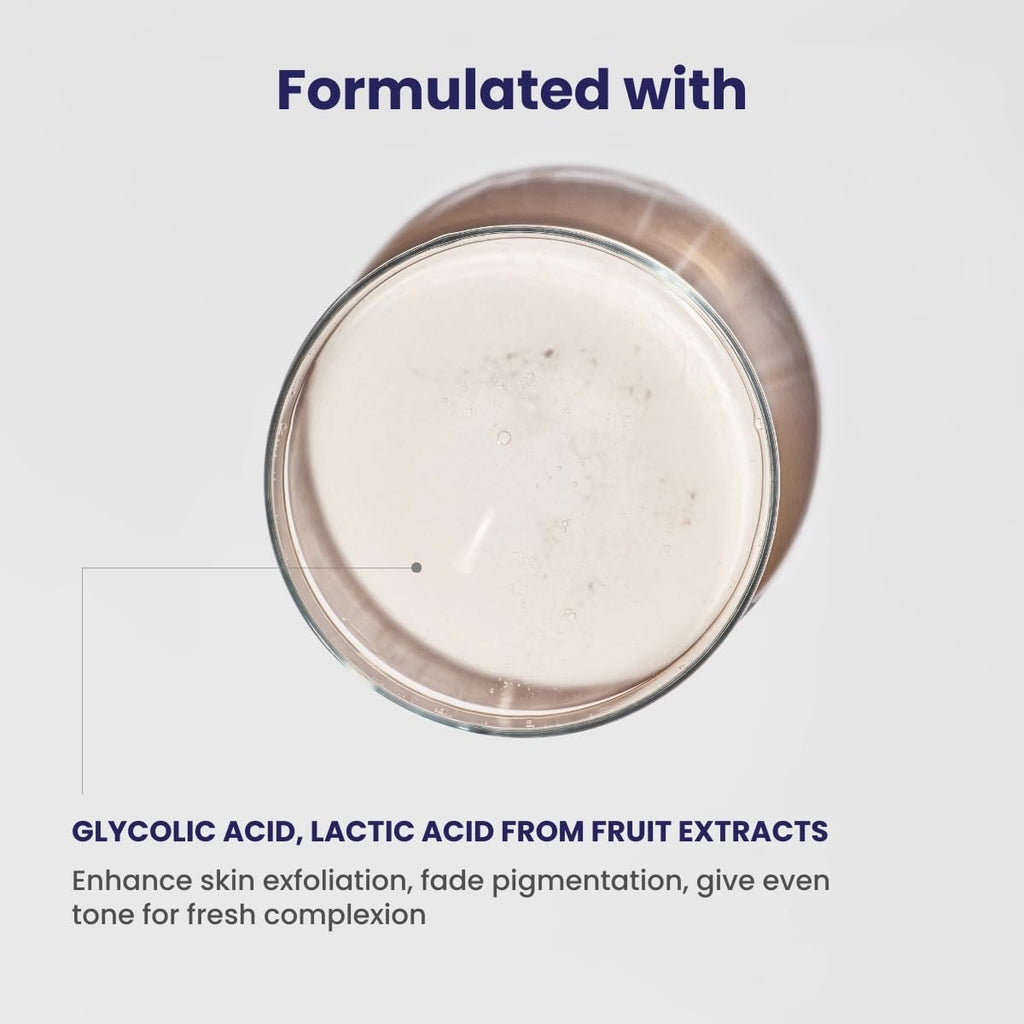 RE' EQUIL Fruit AHA Face Wash | Daily Exfoliating Cleanser for pigmentation, dullness & uneven skin tone | With Glycolic & Lactic acid from fruit extracts - 150 ml