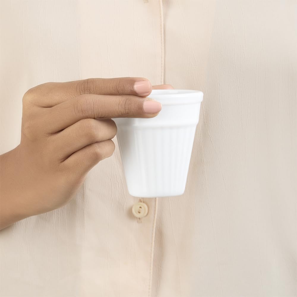 Larah by Borosil 6 Pcs Tea/coffee Opalware Kulhad Set | 100 Ml Each