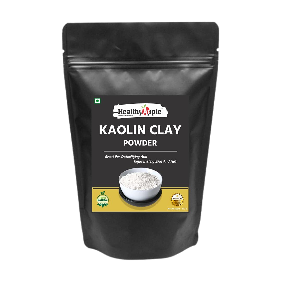 Healthy Apple Light Kaolin Clay 227 Grams (8 oz) | Gentle Clay for Skin & Hair | Cleans Pores | Exfoliates & Detoxifies | Removes Excess Sebum