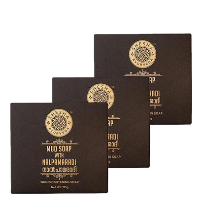 Shesha Naturals Ayurveda Mud With Nalpamaradi Skin Brightening Soap - 125 gms (Pack of 3)