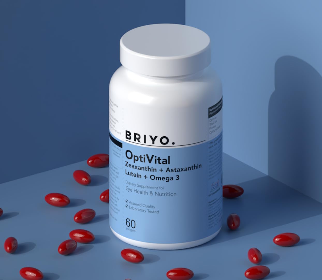 Briyo OptiVital Eye Health Supplement â€“ Lutein, Zeaxanthin, Astaxanthin & Omega-3 from Natural Sources â€“ Supports Vision, Retinal Health & Eye Strain Relief â€“ 60 Capsules