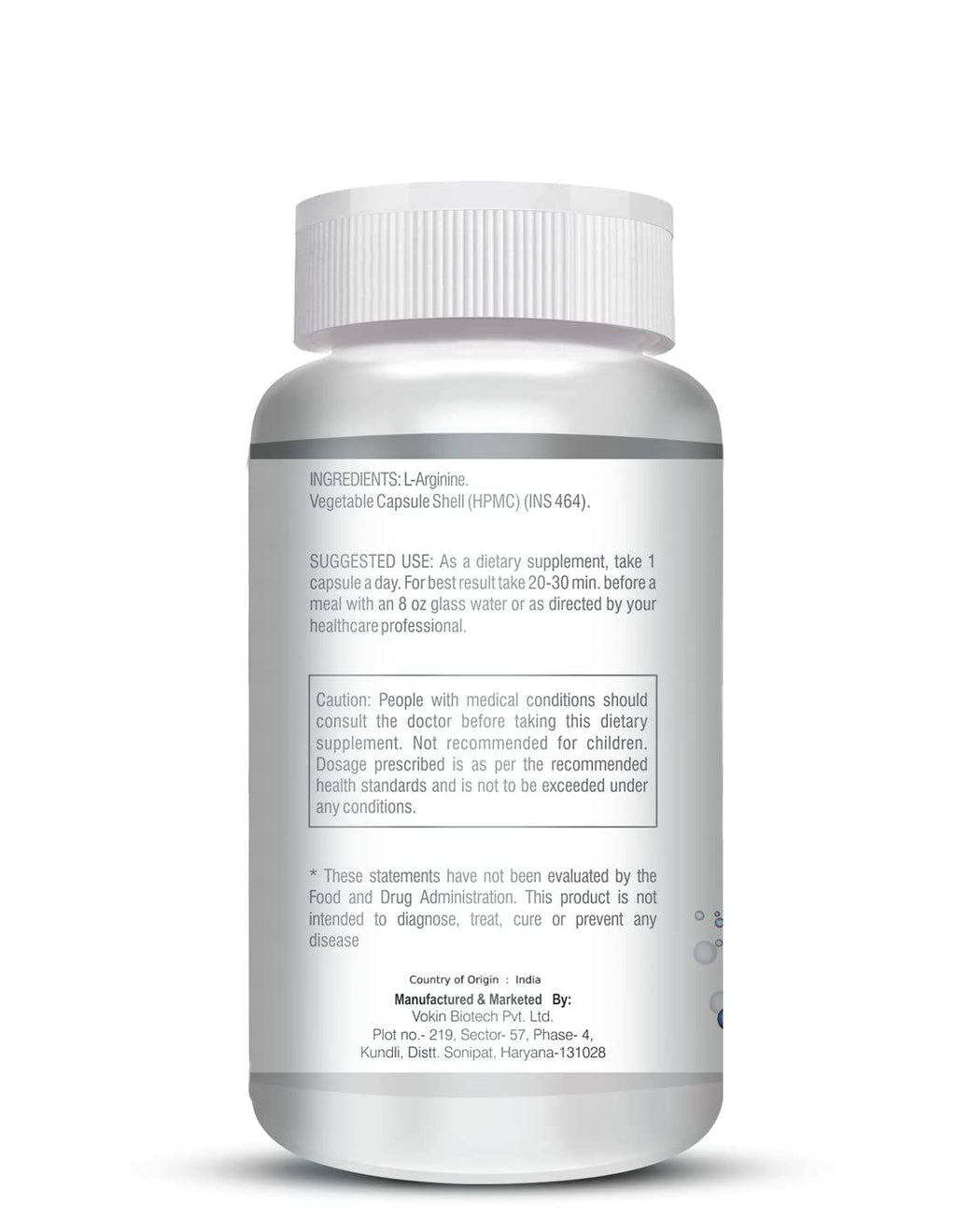 Vokin Biotech L-Arginine 500mg,Support Muscle Recovery & Relaxation, 90 Capsules