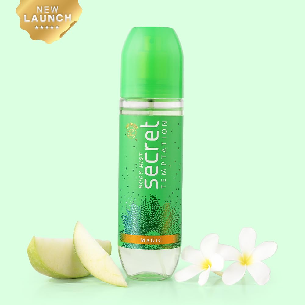 Secret Temptation Magic Body Mist Perfume for Women, 135ml|Long-Lasting Fragrance|Dermatologically Tested & Safe on SkinlFloral Body Mist|No Gas Deo for Women