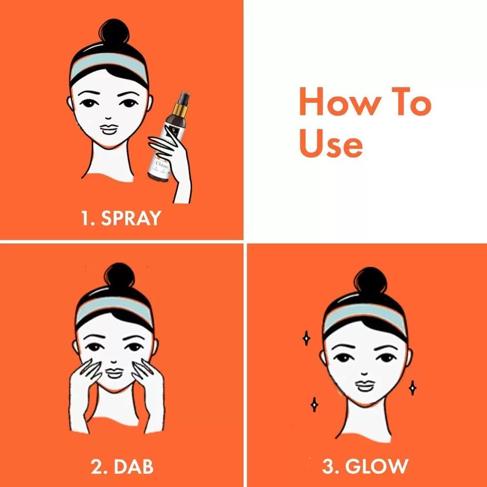 Good Vibes Ubtan Insta Glow Toner, 120 ml | Refreshing Hydrating Detoxifying Face Toner for All Skin Types | With Turmeric, Saffron, Vitamin B3 | Vegan, No Alcohol, Parabens, Sulphates & Mineral Oil