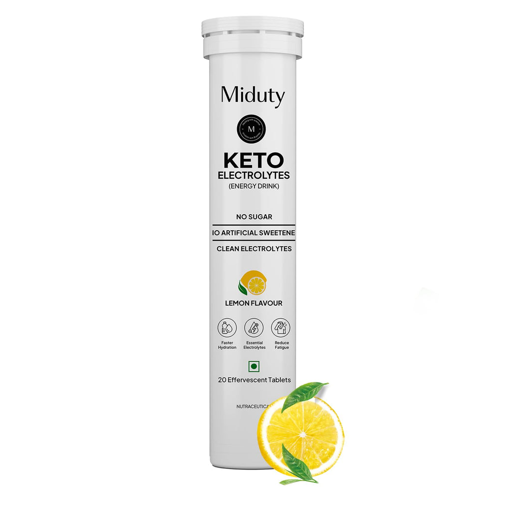 Miduty by Palak Notes Electrolytes Drink - Instant Hydration Drink - Lemon Flavor - Sugar-Free Electrolyte Drink - No more fatigue and dizziness - Hydration Electrolyte - 20 Effervescent Tablets