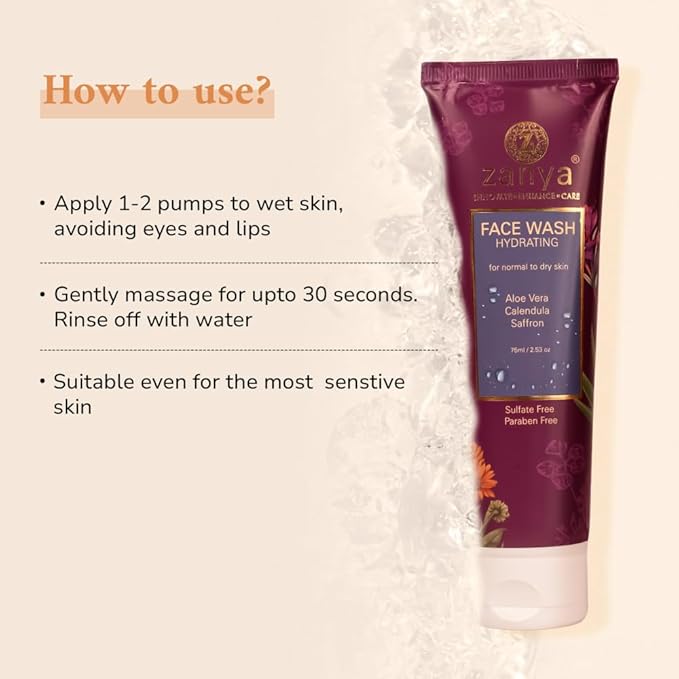 Zanya Hydrating Face Wash for Dry Skin - 75 Ml