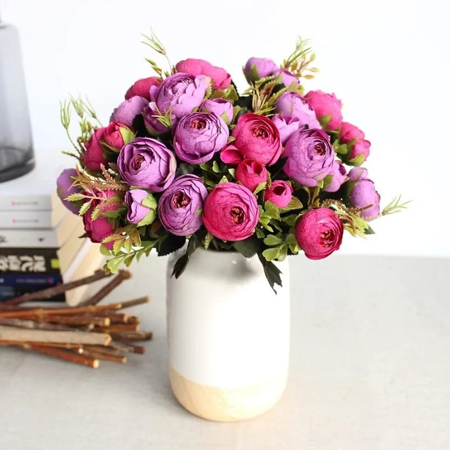 2 Pcs Artificial Rose Flower Sticks Pink
