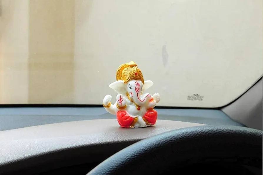 Nrson Polyresin Meditating Lord Ganesha Idols for Home Decor Car DashboardMulticolour