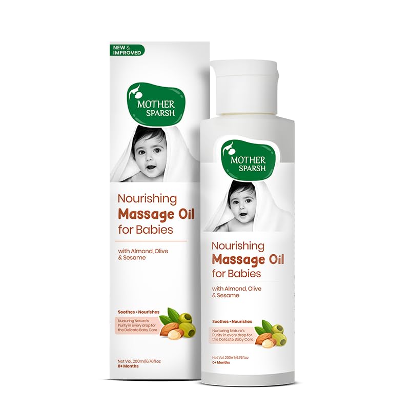 Mother Sparsh Nourishing Baby Massage Oil -100ml | With Almond & Avocado Oil | Non Sticky & Moisturizing Baby Oil for New Born