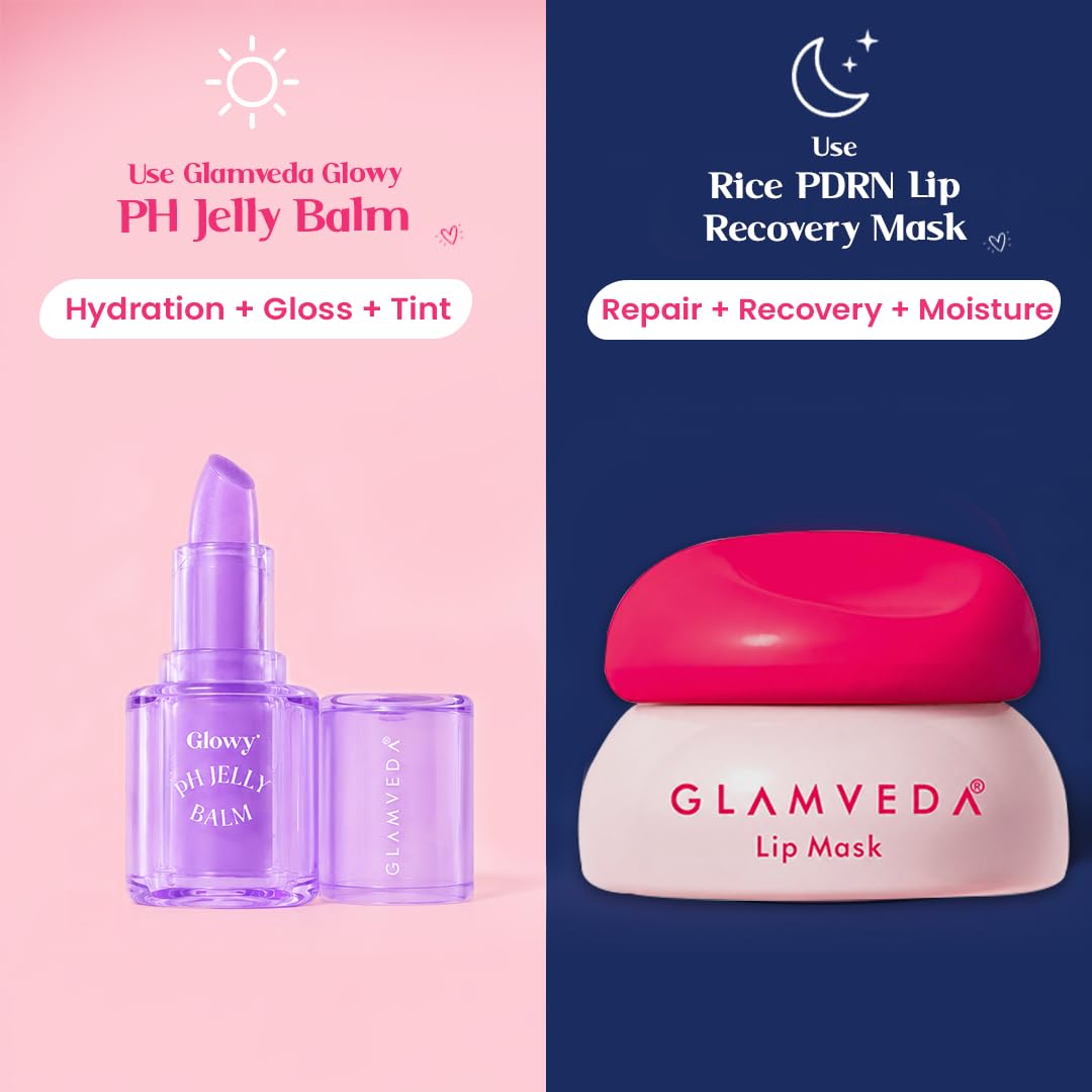 Glamveda Rice PDRN Lip Recovery Mask 3.5g | Overnight Lip Repair Mask with Rice PDRN & Hyaluronic Acid | Deep Hydration & Glossy Lip Treatment for Dry Lips