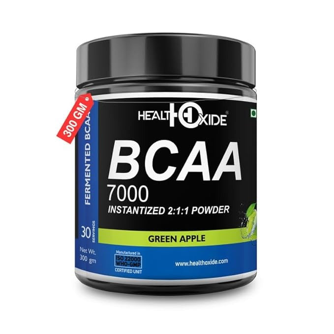 HealthOxide BCAA 7000 Amino Acid Instantized 2:1:1 POWDER Green Apple - - 300 gms
