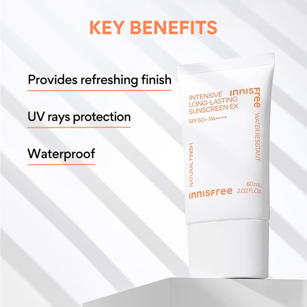 Innisfree Intensive Long Lasting Sunscreen 50ml with SPF 50+ PA++++ UV Protection, Long-Lasting Matte Finish, Oil Control, Hydrating, Korean Sunscreen for All Skin Types, Non-Greasy & Lightweight