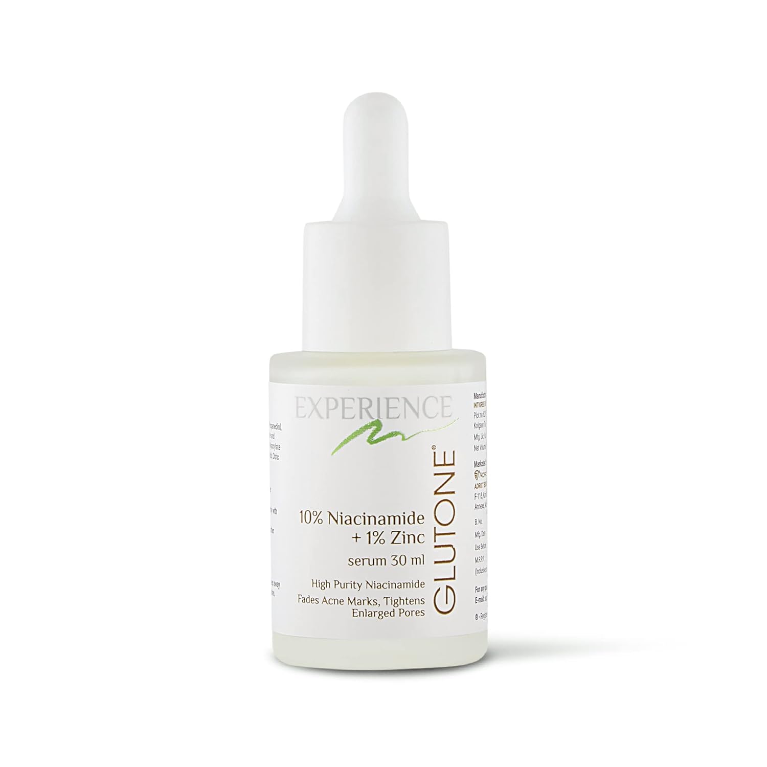 Glutone 10% Niacinamide serum with 1% Zinc PCA for clear, blemish-free Even Skin Tone | Controls excess sebum & breakouts |Tightens enlarged pores |30ml