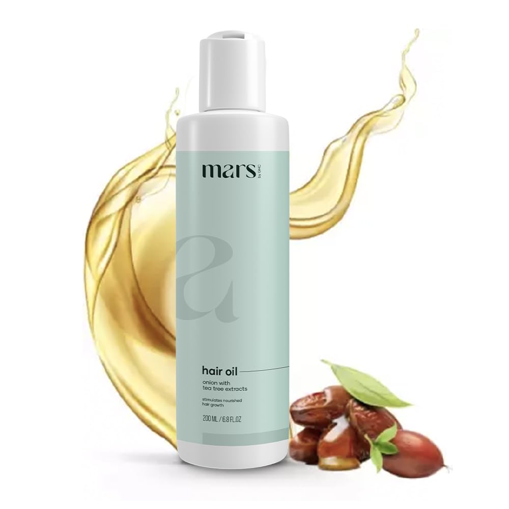 mars by GHC Jojoba Oil With Brahmi, Tea Tree, Bhringraj, Onion Seed, Fenugreek & 15 Other Natural Oils & Extracts - Thick, Shiny & Strong Hair Growth Hair Oil (200 ml)