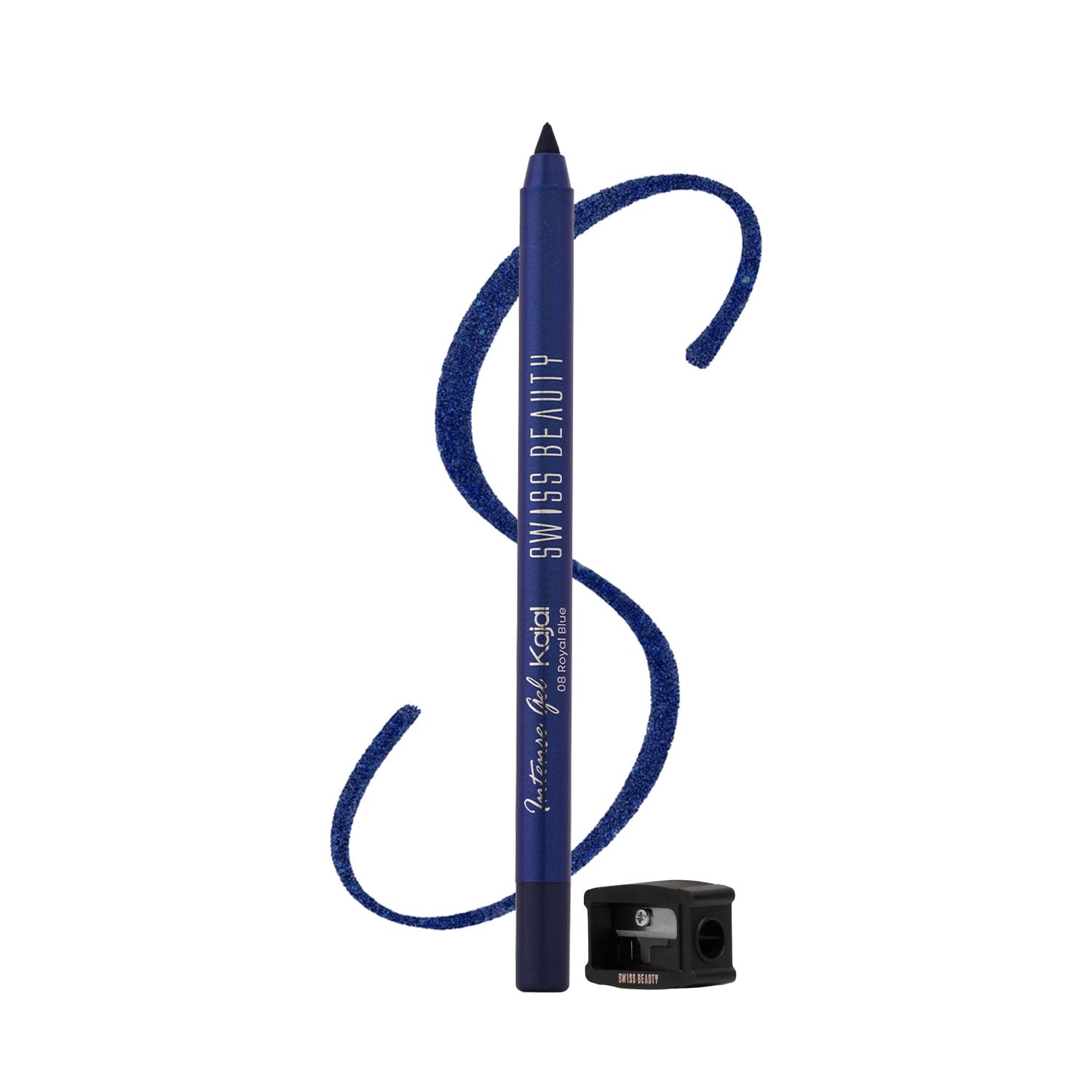 Swiss Beauty Intense Gel Kajal with Sharpener | 12-Hour Stay | Waterproof | Smudge-Proof | Creamy Texture | Highly Pigmented | Multi-Use Eye Pencil | 1.2g, Shade- Royal Blue