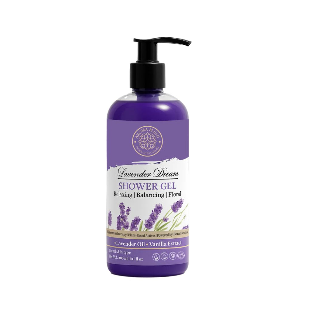 Aromablush - Lavender Dream Shower Gel | Calming Lavender, Vanilla & Vitamin E | Deep Hydration | Relaxing Scent, Sulfate-Free, Paraben-Free | Soothing Aromatherapy for Sensitive Skin | 300ml