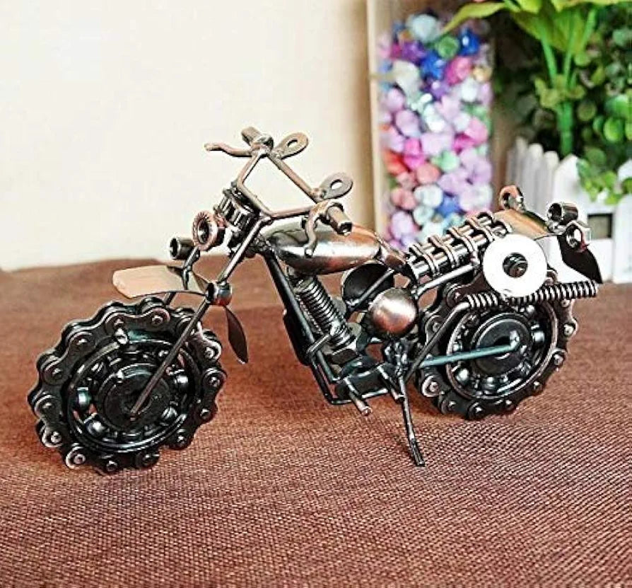 CrazyCrafts Metal Motor Bike Miniature Showpiece Large Silver