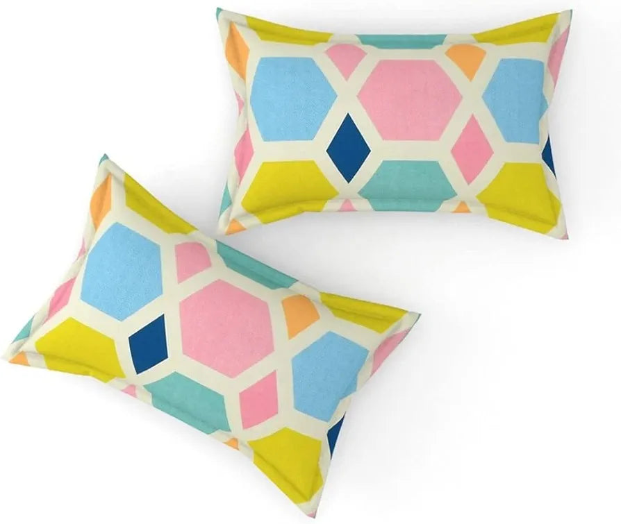 The Home Style Cotton Feel Glace Cotton Printed King Size Double Bed Bedsheet with 2 Pillow Cover Pastel Palette