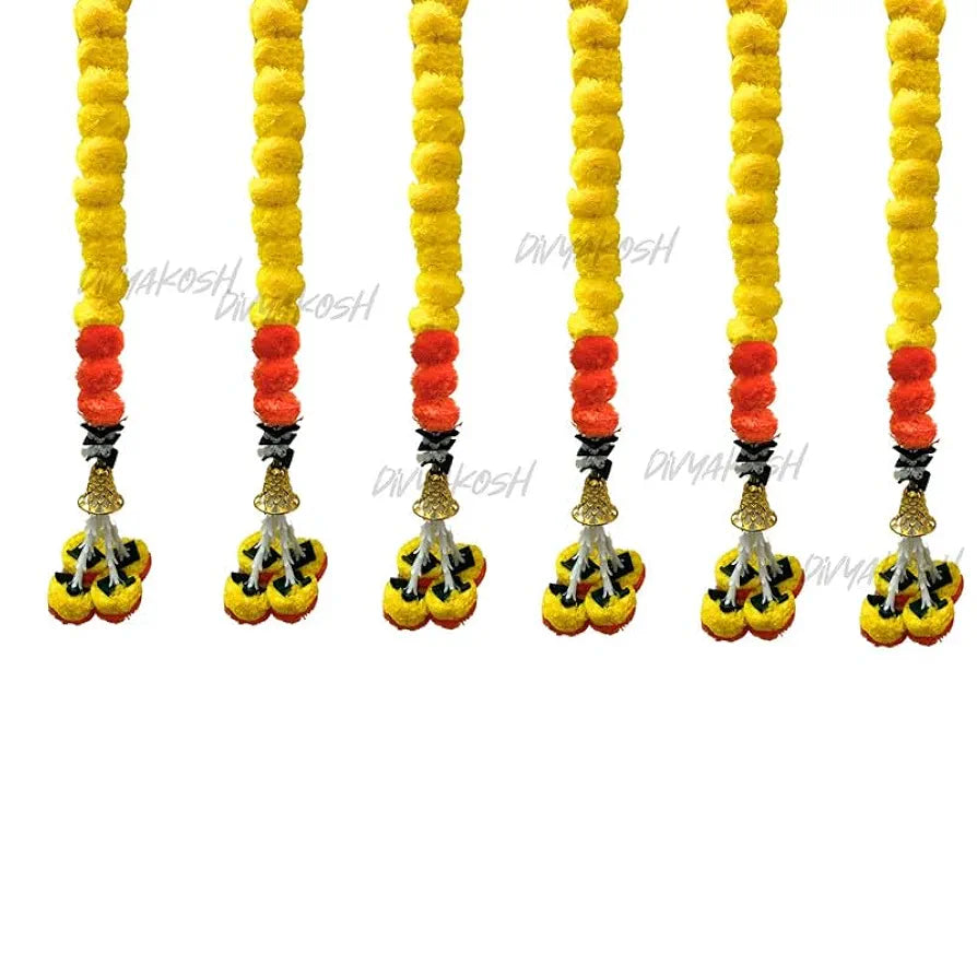 Fabric Artificial Marigold Flower Strings 30 Inches