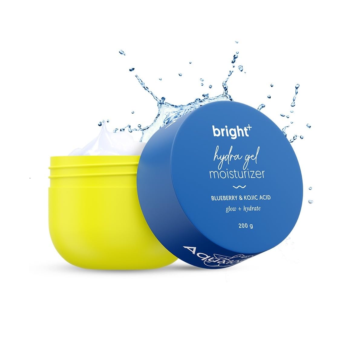 Aqualogica Bright+ Hydra Gel Moisturizer with Blueberry & Kojic Acid - 200 g | 24-Hour Intense Hydration | Water-Like Gel Texture | Makes Skin Bright & Spotless | For All Skin Types