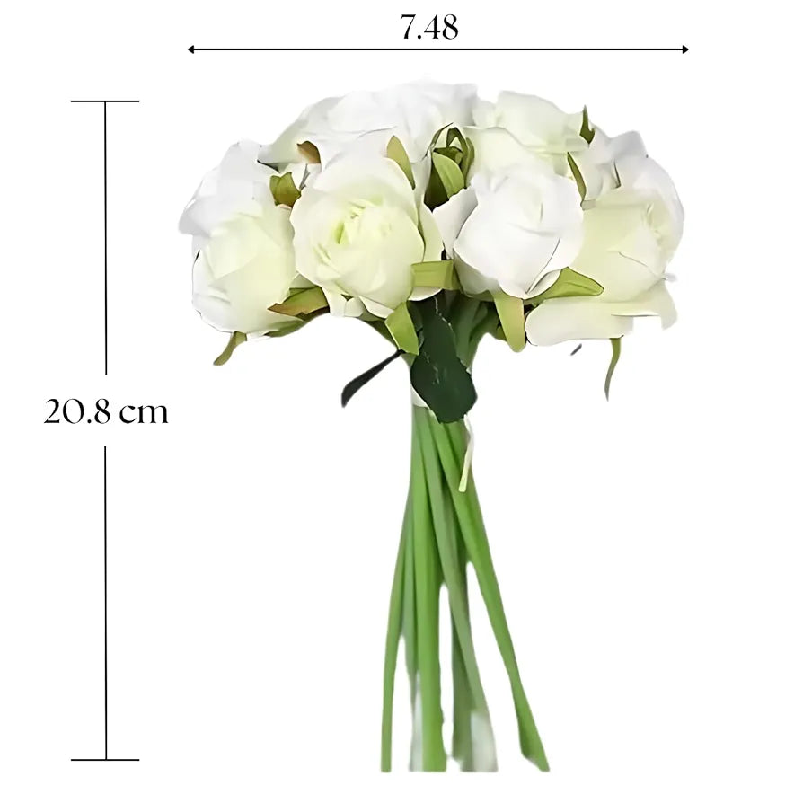 Artificial Rose Flower Bunches for Vase Premium Decorative Gift Items Set of 12