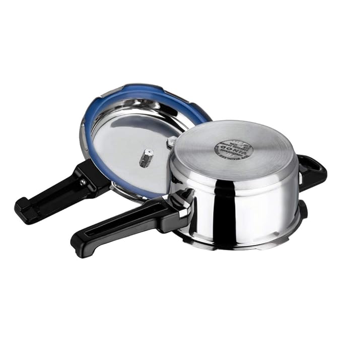 Vinod 18/8 Stainless Steel Pressure Cooker Outer Lid 5 Litre | Unique Sandwich Bottom Cooker | Induction and Gas Base