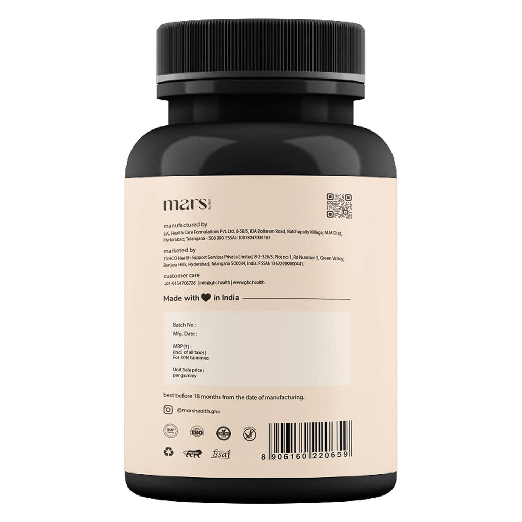Mars by GHC Vitamin C Skin Gummies - 30 Gummies | for Glowing Skin | 30 Days Pack l With Hyaluronic Acid, Vitamin E & Biotinâ€¦
